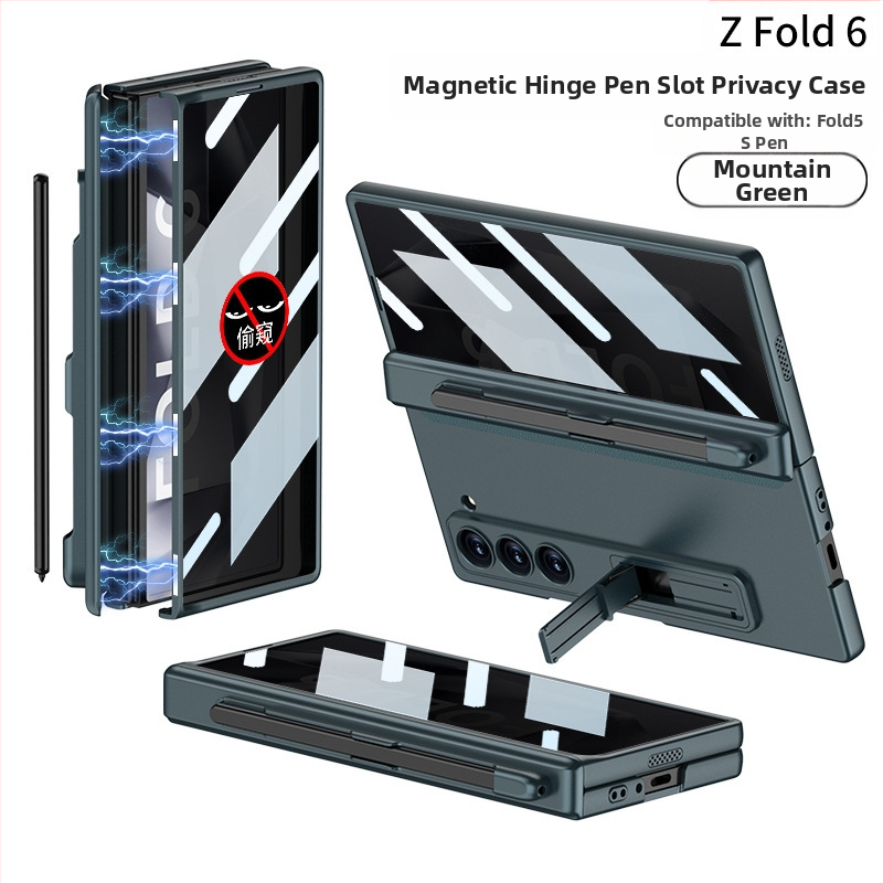 Samsung Galaxy Z Fold6 kokkupandava ekraaniga telefoniümbris, piilumisvastane magnetiline puhastusklamber, pliiatsi pesaga telefoniümbris