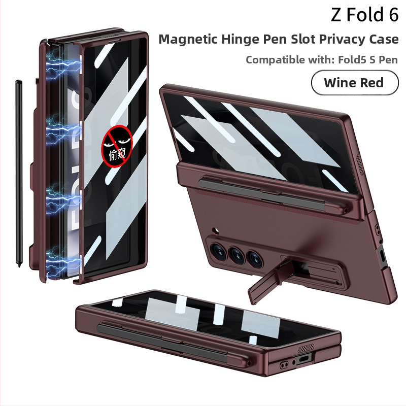 Samsung Galaxy Z Fold6 kokkupandava ekraaniga telefoniümbris, piilumisvastane magnetiline puhastusklamber, pliiatsi pesaga telefoniümbris