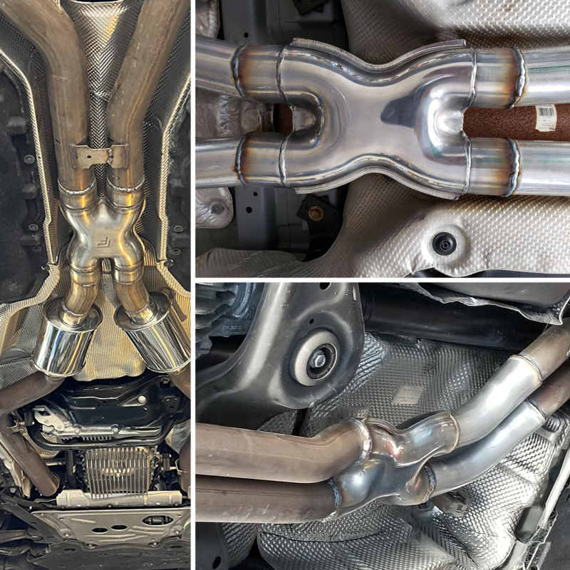 Automobiļa 409 nerūsējošā tērauda izplūdes caurule, modificēta Y veida trīsceļu H X veida četrceļu savienojošā caurule 51 57 63 76 mm