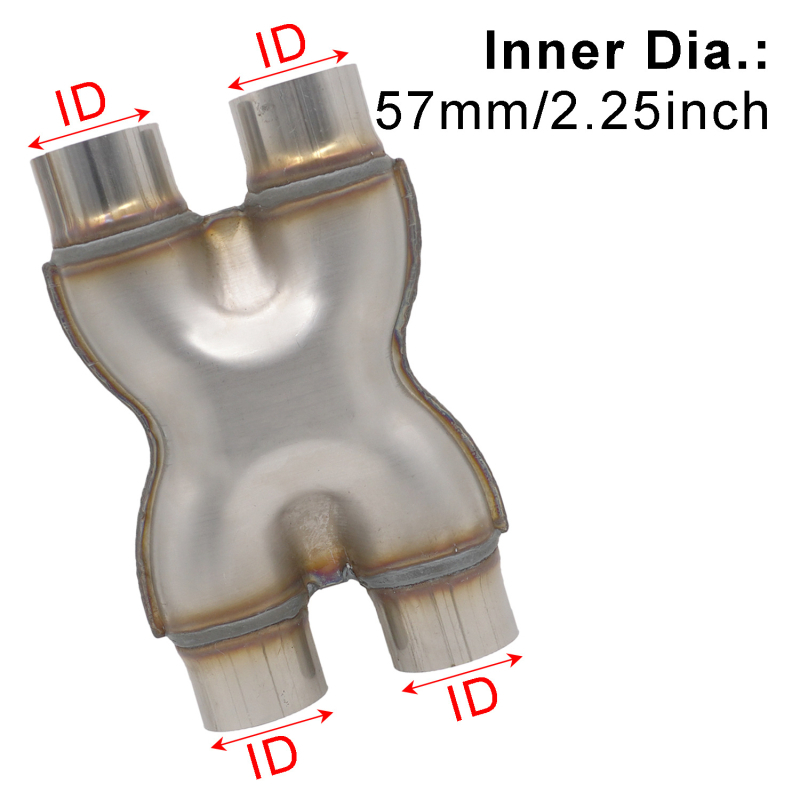 Automobiļa 409 nerūsējošā tērauda izplūdes caurule, modificēta Y veida trīsceļu H X veida četrceļu savienojošā caurule 51 57 63 76 mm