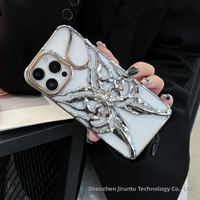 Vhodné pre puzdro na mobilný telefón Iphone16Promax, vyrezávané chladiace galvanické pokovovanie, motýľ, Apple 16E, ochranný kryt proti pádu, kríž