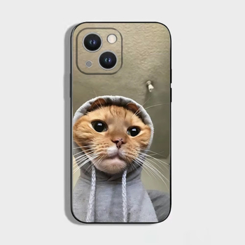 Abstraktne naljakas kassipoeg, mis sobib Iphone16Plus kukkumisvastase mobiiltelefoni ümbrisega, armsad päikeseprillid, Cat 11Pro pehme ümbris