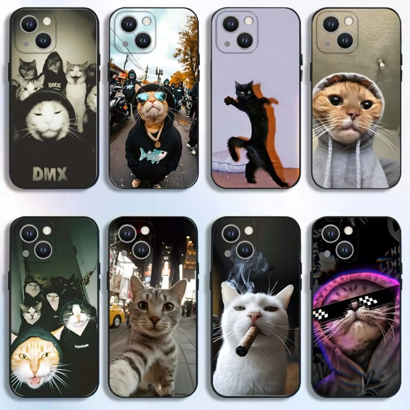 Abstrakts smieklīgs kaķēns, kas piemērots Iphone16Plus pretkritienu mobilā tālruņa maciņš, jauks saulesbrilles, Cat 11Pro mīksts maciņš