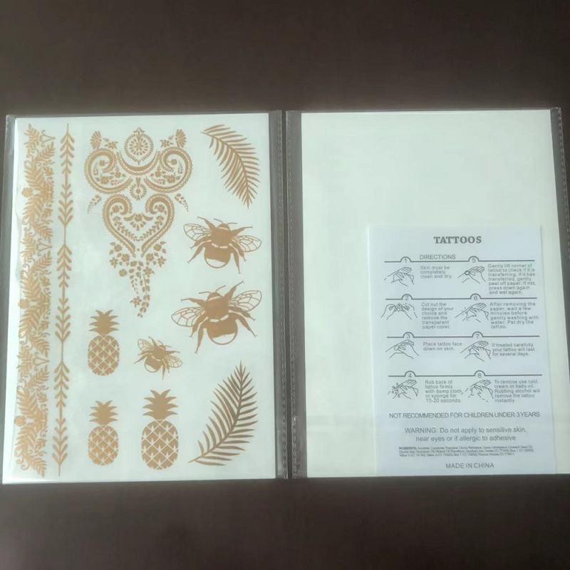 Uued ühekordsed pronksjad tätoveeringukleebised, mis sobivad veeülekande simulatsiooniks Euroopa ja Ameerika piiriülestele kuldse rannapeo kleebistele.