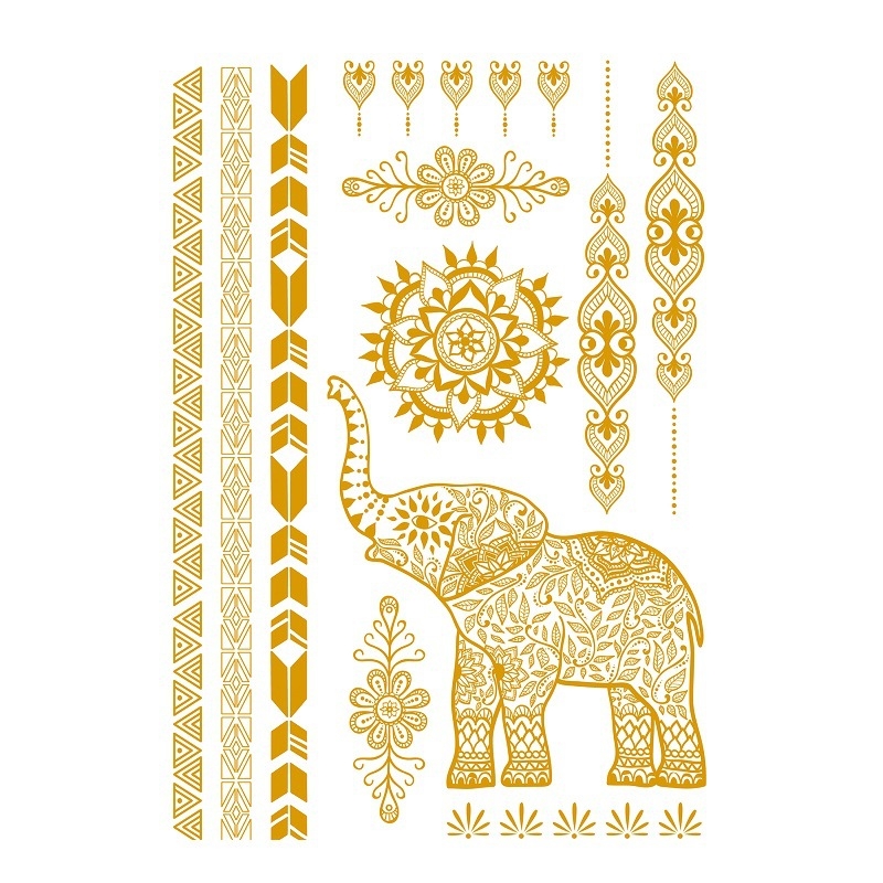 Uued ühekordsed pronksjad tätoveeringukleebised, mis sobivad veeülekande simulatsiooniks Euroopa ja Ameerika piiriülestele kuldse rannapeo kleebistele.