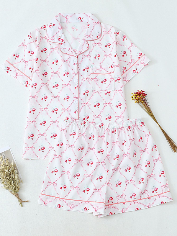 Piiriülene lahtine vabaaja kardigan-pidžaama, Euroopa ja Ameerika moedisain, mitmevärvilised trükitud lühikeste varrukatega lühikesed püksid, kaheosaline ülikond naistele