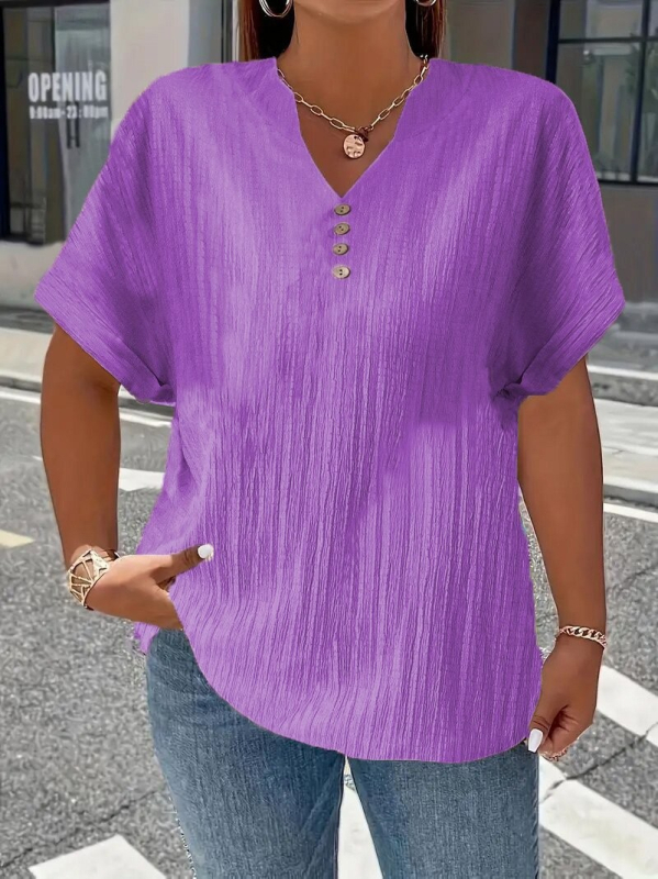 2025. aasta kevad- ja suve Euroopa ja Ameerika piiriülene Amazoni sõltumatu jaama uus naiste moodne vabaaja puhasvärviline nööpidega V-kaelusega T-särk naistele