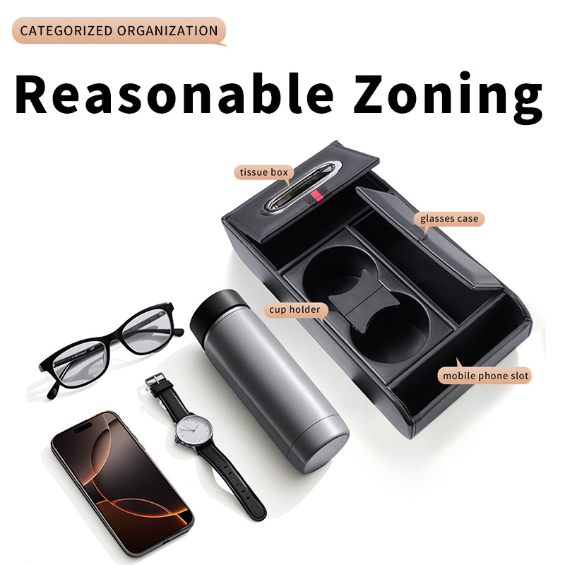 Auto käetoe kasti kõrgenduspadja hoiukast, salvrätikute kast, veetopsihoidja, auto multifunktsionaalne hoiukast, kerge luksuslik hoiukast