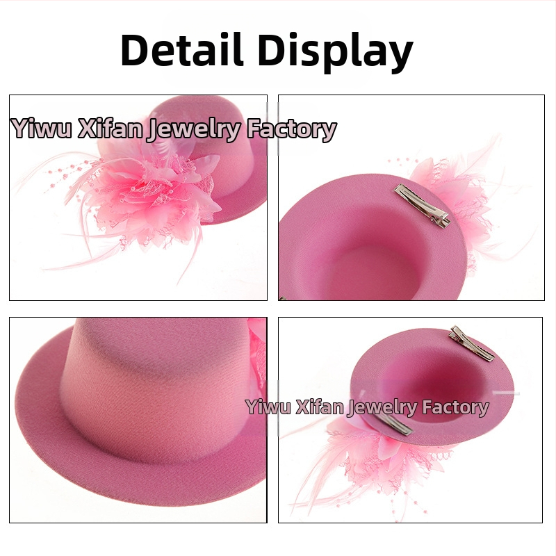 Amazon Xiyin Temu Najpredávanejšie vlasové doplnky s vlasmi Nová detská čiapka s kvetmi z peria, tanečná pokrývka hlavy