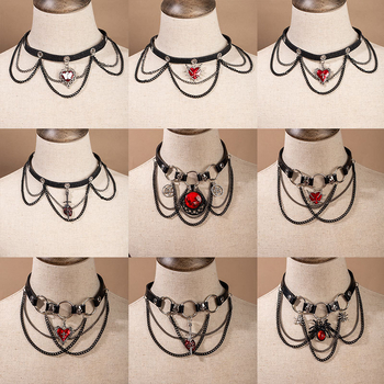Euroopa ja Ameerika piiriülene südamekujulise ketiga nahast kaelakee, punk-hip-hop, tume stiilis rangluukett, niššiks olemise roki stiilis kaelakee