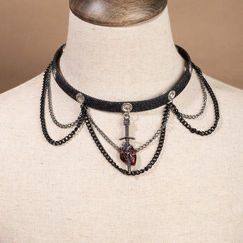 Euroopa ja Ameerika piiriülene südamekujulise ketiga nahast kaelakee, punk-hip-hop, tume stiilis rangluukett, niššiks olemise roki stiilis kaelakee