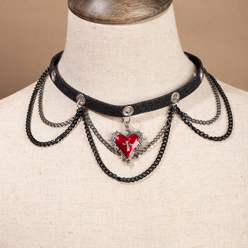 Euroopa ja Ameerika piiriülene südamekujulise ketiga nahast kaelakee, punk-hip-hop, tume stiilis rangluukett, niššiks olemise roki stiilis kaelakee