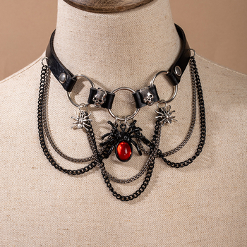 Euroopa ja Ameerika piiriülene südamekujulise ketiga nahast kaelakee, punk-hip-hop, tume stiilis rangluukett, niššiks olemise roki stiilis kaelakee