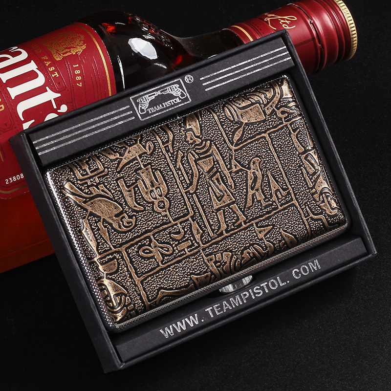 Kahekordne püstoliga sigaretiümbris, õhuke kaasaskantav 20 pakki pikk isikupärastatud nahast meeste ja naiste peene sigaretisuitsu loominguline sigaretiümbris