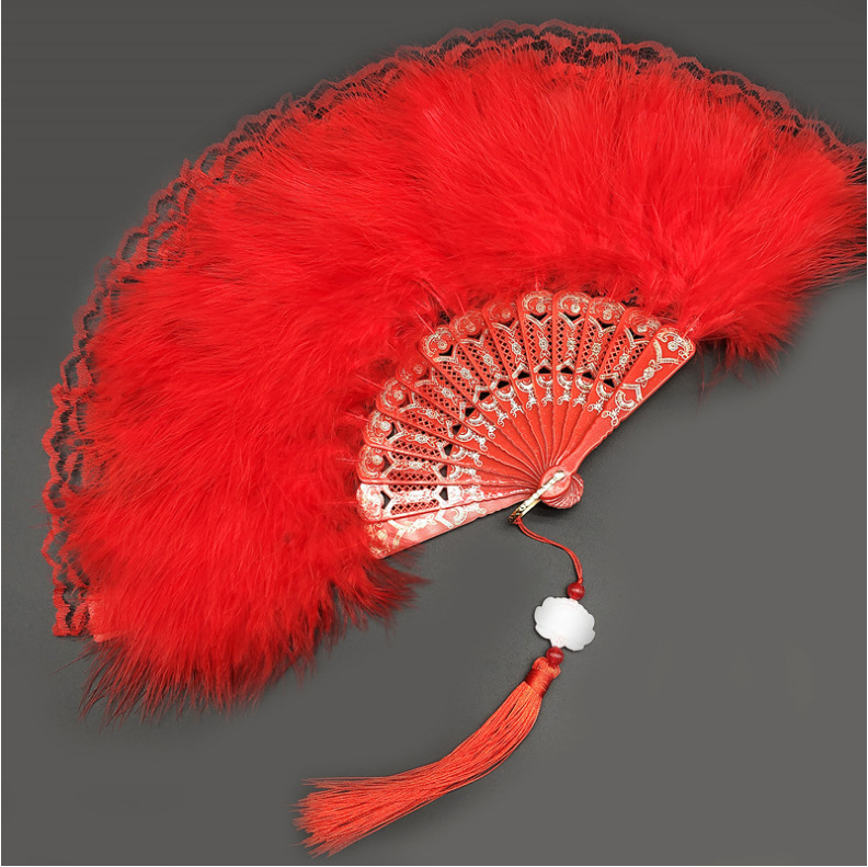 Superhaldjast uus hiina stiilis sulgedest lehvik, kullatud templiga cheongsami kokkupandav lehvik, kaasaskantav ventilaator, must hiina stiilis retro lolita foto