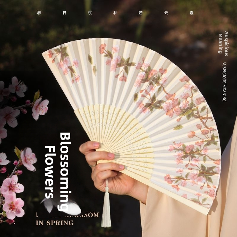 Skladací ventilátor v čínskom štýle na leto, detský skladací tanečný ventilátor, prenosný bambusový ventilátor Hanfu Cheongsam s fotografiou v starovekom štýle