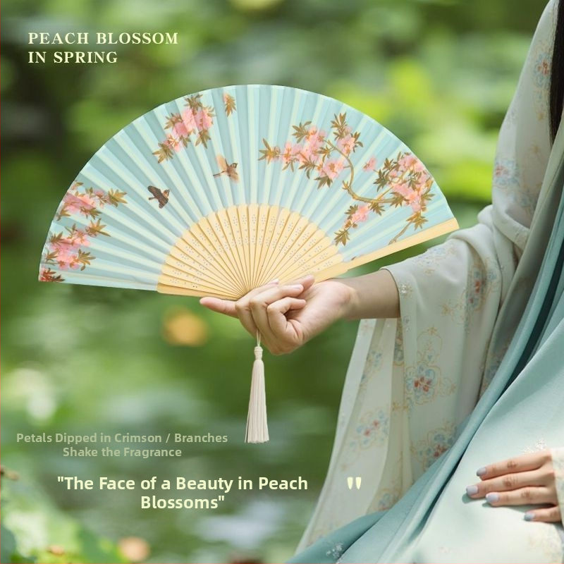 Skladací ventilátor v čínskom štýle na leto, detský skladací tanečný ventilátor, prenosný bambusový ventilátor Hanfu Cheongsam s fotografiou v starovekom štýle