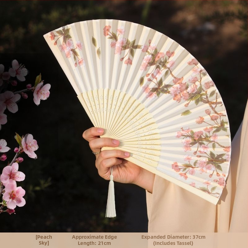 Hiina stiilis kokkupandav suveventilaator, laste kokkupandav tantsuventilaator, iidse stiili Hanfu Cheongsami fotoga kaasaskantav bambusventilaator