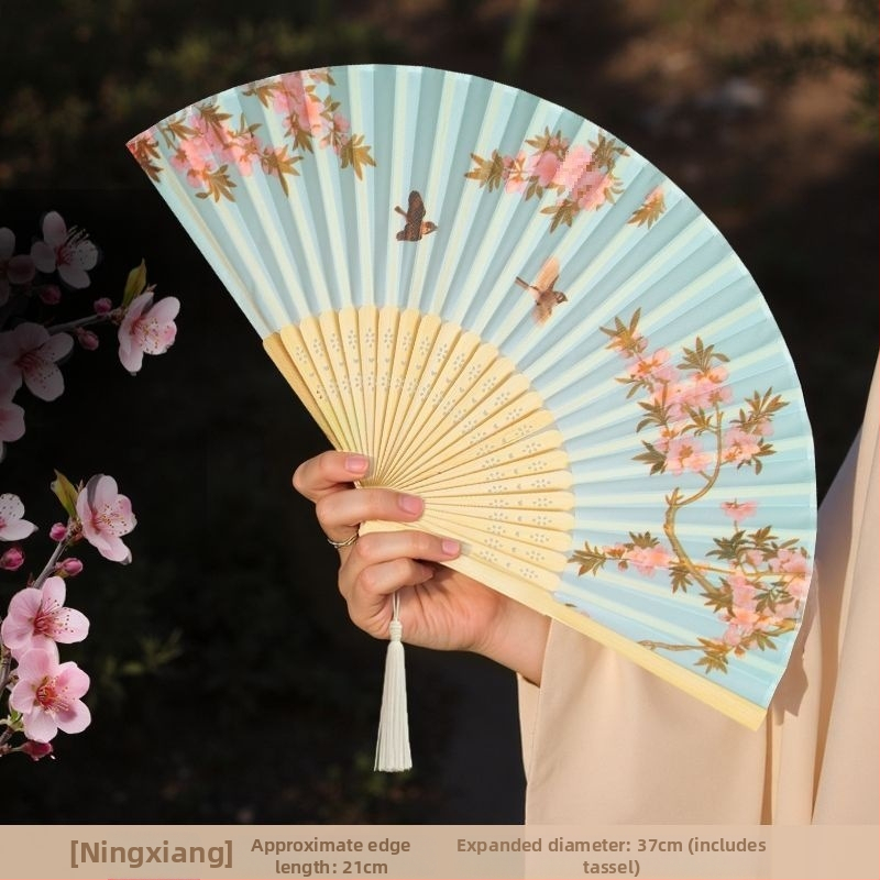 Hiina stiilis kokkupandav suveventilaator, laste kokkupandav tantsuventilaator, iidse stiili Hanfu Cheongsami fotoga kaasaskantav bambusventilaator