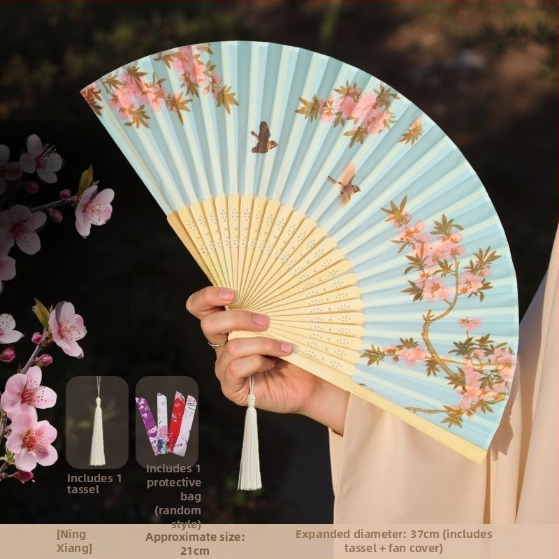 Hiina stiilis kokkupandav suveventilaator, laste kokkupandav tantsuventilaator, iidse stiili Hanfu Cheongsami fotoga kaasaskantav bambusventilaator