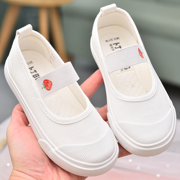 Laste lõuendikingad, tüdrukute valged kingad, lasteaia valged pehme tallaga lastekingad, tüdrukute riidest kingad, ülikoolilinnaku sisejalatsid