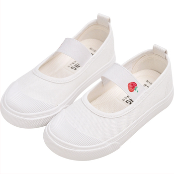 Laste lõuendikingad, tüdrukute valged kingad, lasteaia valged pehme tallaga lastekingad, tüdrukute riidest kingad, ülikoolilinnaku sisejalatsid