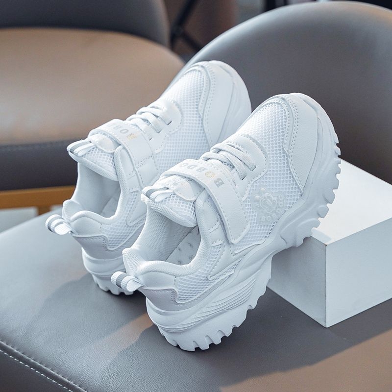 Mergaičių sportbačiai 2024 m. pavasariui ir rudeniui, nauji pradinės mokyklos mokinių bėgimo bateliai, vidutinio ir didelio dydžio vaikams, odiniai, vandeniui atsparūs mergaičių vaikiški batai