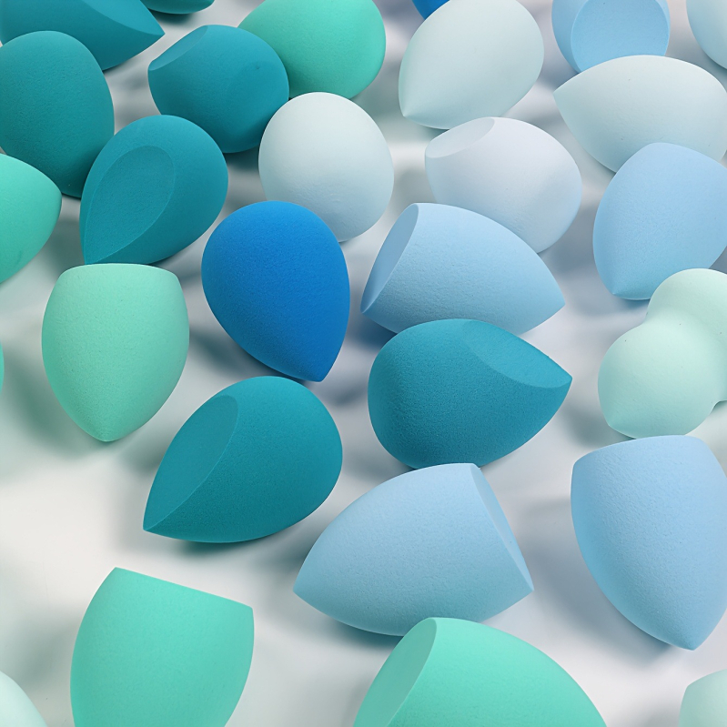 Gradiento grožio makiažo kempinėlių rinkinys, 42 dalys, vandens lašo formos, kampuotas pjūvis, nesugeriantis pudros kempinėlės apvalkalo, pilnai anglų kalba, populiarus tarptautinis pasirinkimas