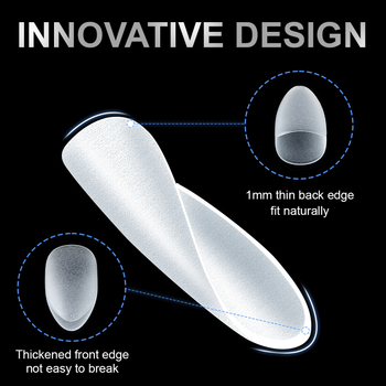 Amazoni ülilühikesed jäätunud maniküüri küüned, üliõhukesed jäljendita veepiisakujulised mandlikujulised graveeringuta kunstküüned