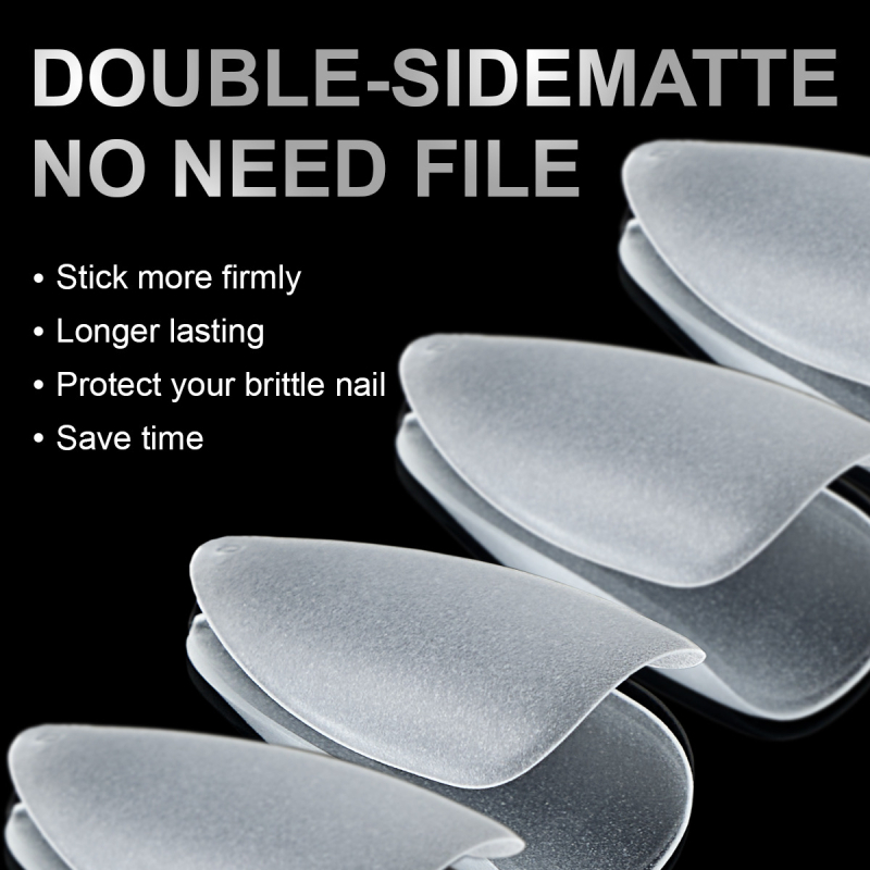 Amazoni ülilühikesed jäätunud maniküüri küüned, üliõhukesed jäljendita veepiisakujulised mandlikujulised graveeringuta kunstküüned