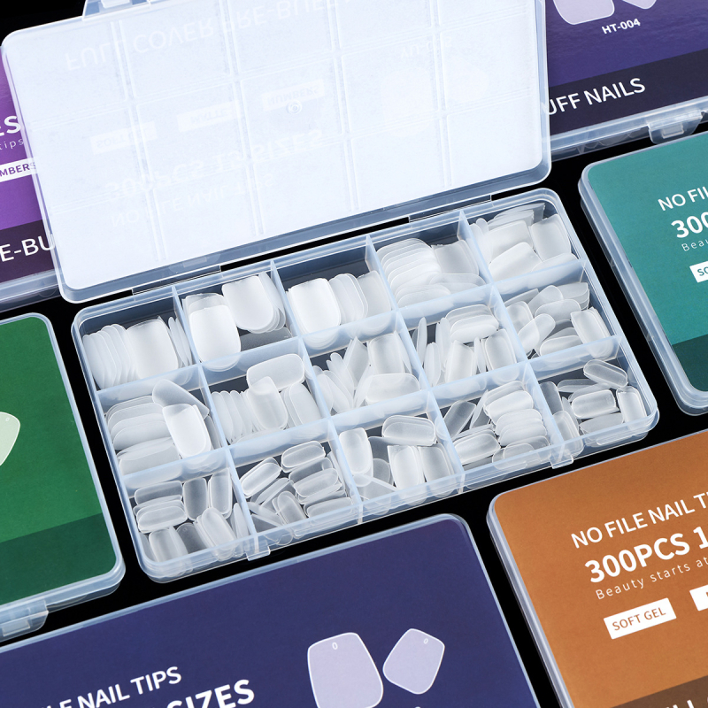 Amazoni ülilühikesed jäätunud maniküüri küüned, üliõhukesed jäljendita veepiisakujulised mandlikujulised graveeringuta kunstküüned