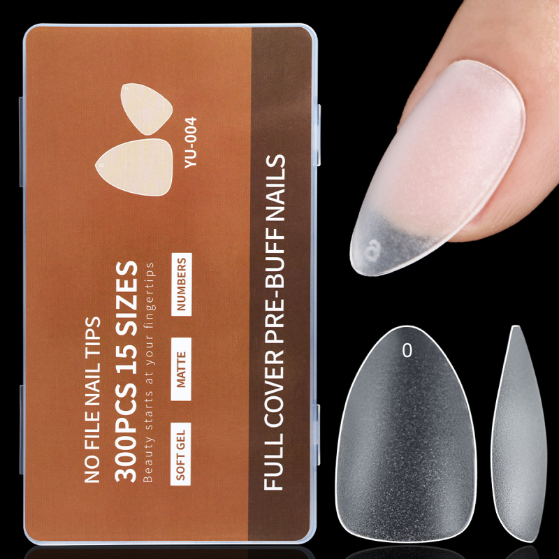 Amazoni ülilühikesed jäätunud maniküüri küüned, üliõhukesed jäljendita veepiisakujulised mandlikujulised graveeringuta kunstküüned