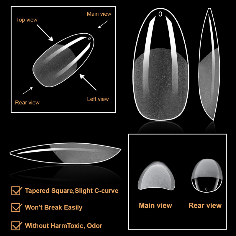 Piiriülesed uued küünekunsti küüned, graveeringuta, õhukesed, pooljäätunud, jäljeta, Euroopa ja Ameerika jäätunud kunstküüned, 600 tk musta karpi küüned