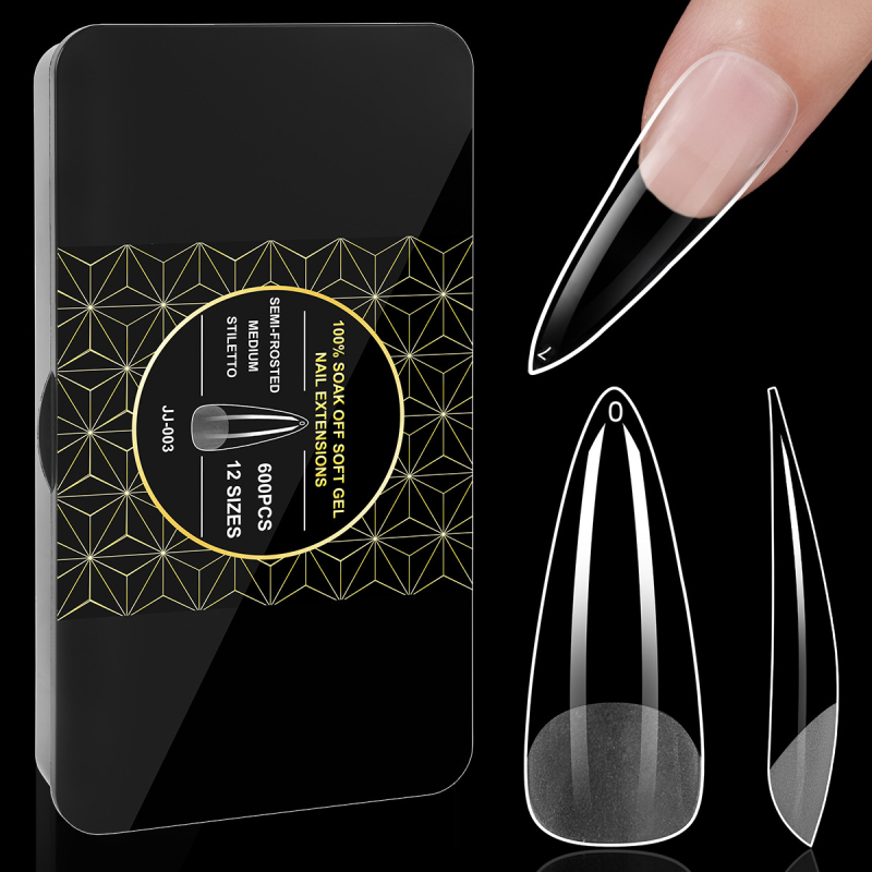 Piiriülesed uued küünekunsti küüned, graveeringuta, õhukesed, pooljäätunud, jäljeta, Euroopa ja Ameerika jäätunud kunstküüned, 600 tk musta karpi küüned