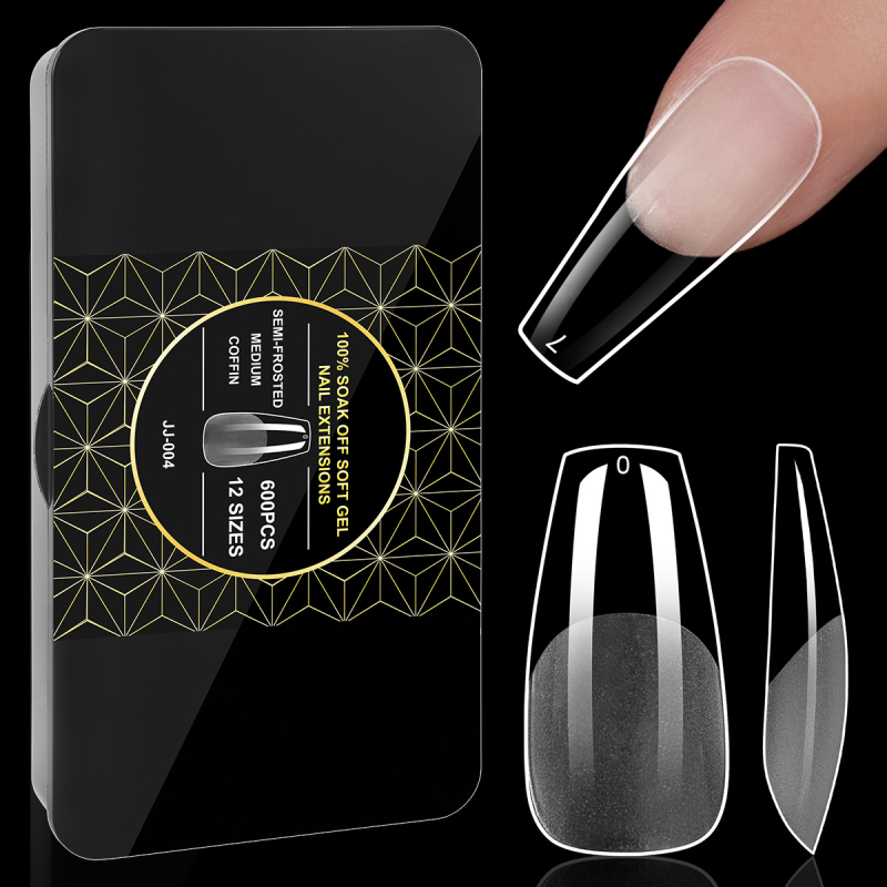 Piiriülesed uued küünekunsti küüned, graveeringuta, õhukesed, pooljäätunud, jäljeta, Euroopa ja Ameerika jäätunud kunstküüned, 600 tk musta karpi küüned