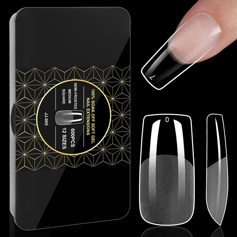 Piiriülesed uued küünekunsti küüned, graveeringuta, õhukesed, pooljäätunud, jäljeta, Euroopa ja Ameerika jäätunud kunstküüned, 600 tk musta karpi küüned