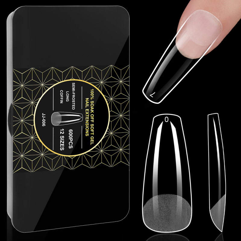 Piiriülesed uued küünekunsti küüned, graveeringuta, õhukesed, pooljäätunud, jäljeta, Euroopa ja Ameerika jäätunud kunstküüned, 600 tk musta karpi küüned