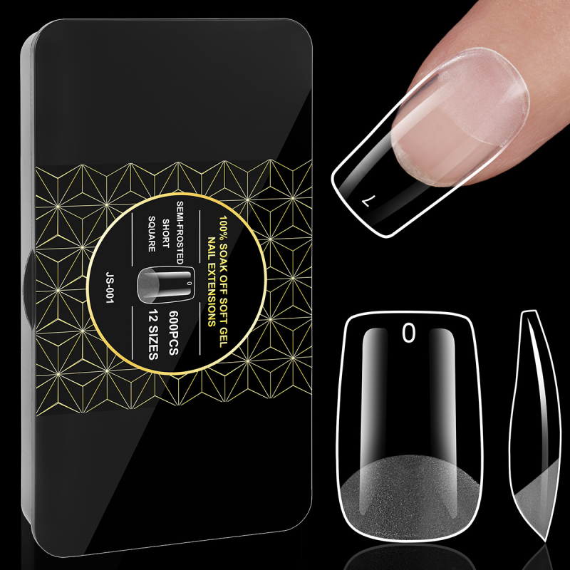 Piiriülesed uued küünekunsti küüned, graveeringuta, õhukesed, pooljäätunud, jäljeta, Euroopa ja Ameerika jäätunud kunstküüned, 600 tk musta karpi küüned