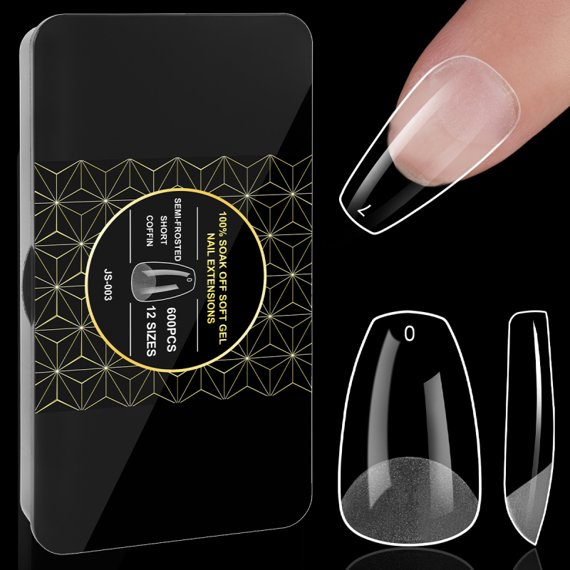 Piiriülesed uued küünekunsti küüned, graveeringuta, õhukesed, pooljäätunud, jäljeta, Euroopa ja Ameerika jäätunud kunstküüned, 600 tk musta karpi küüned