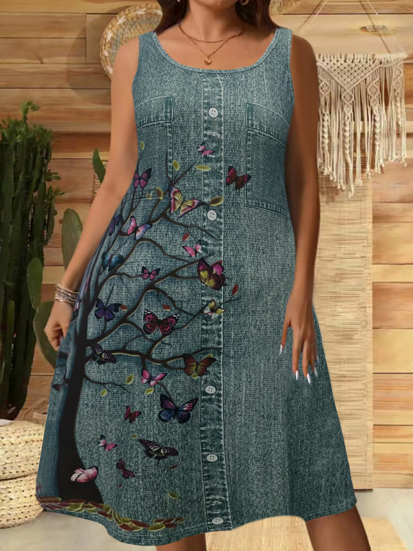 2025. aasta kevad- ja suveuued Amazoni piiriülesed naisterõivad - lahtised ja moodsad 3D-digitaaltrükiga vabaaja teksariietuskleit