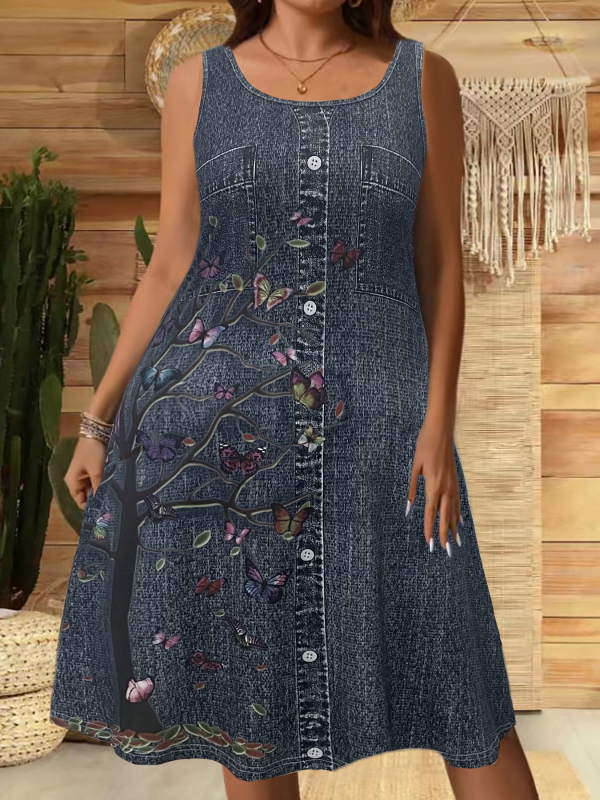 2025. aasta kevad- ja suveuued Amazoni piiriülesed naisterõivad - lahtised ja moodsad 3D-digitaaltrükiga vabaaja teksariietuskleit