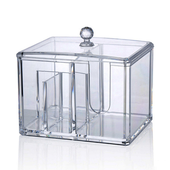 Loominguline läbipaistev vatitupsu hoiukarp Kristallekrüülist tolmukindel meigivatitupsu karp kosmeetika korraldamiseks