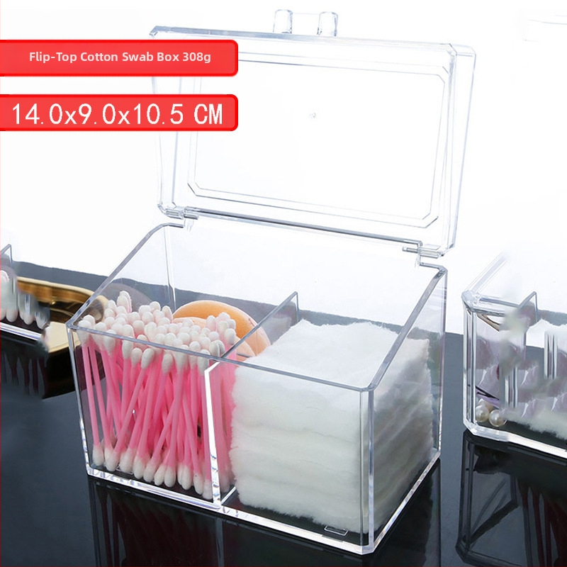 Loominguline läbipaistev vatitupsu hoiukarp Kristallekrüülist tolmukindel meigivatitupsu karp kosmeetika korraldamiseks