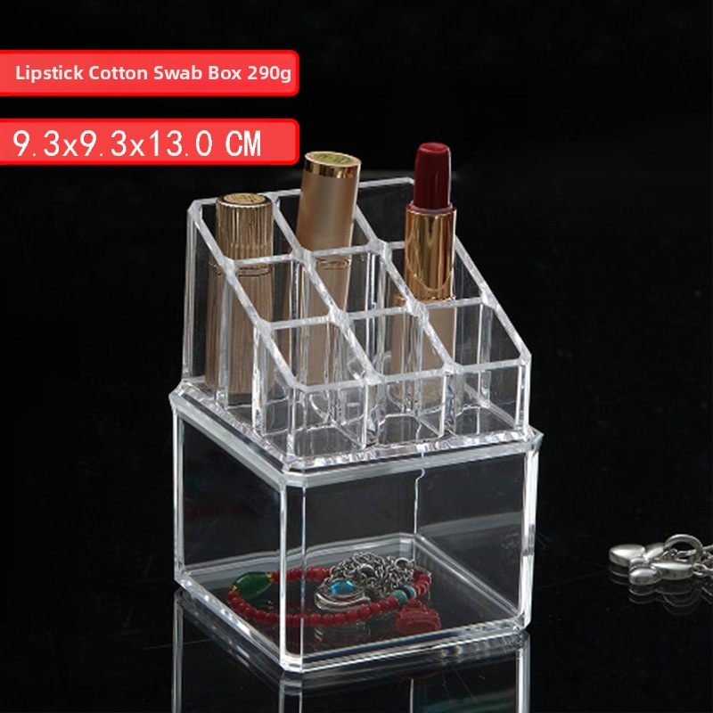 Loominguline läbipaistev vatitupsu hoiukarp Kristallekrüülist tolmukindel meigivatitupsu karp kosmeetika korraldamiseks