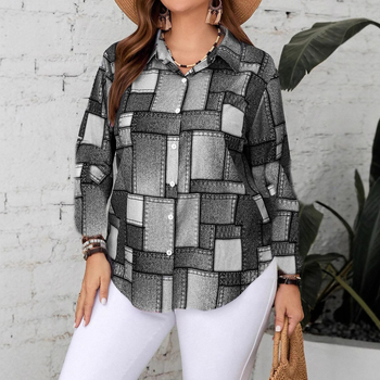 2024. aasta kevadine Euroopa ja Ameerika piiriülene uus vabaaja moeruudukujuline naiste pikkade varrukatega särk WG18