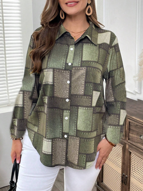 2024. aasta kevadine Euroopa ja Ameerika piiriülene uus vabaaja moeruudukujuline naiste pikkade varrukatega särk WG18