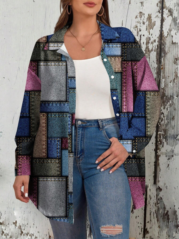 2024. aasta kevadine Euroopa ja Ameerika piiriülene uus vabaaja moeruudukujuline naiste pikkade varrukatega särk WG18