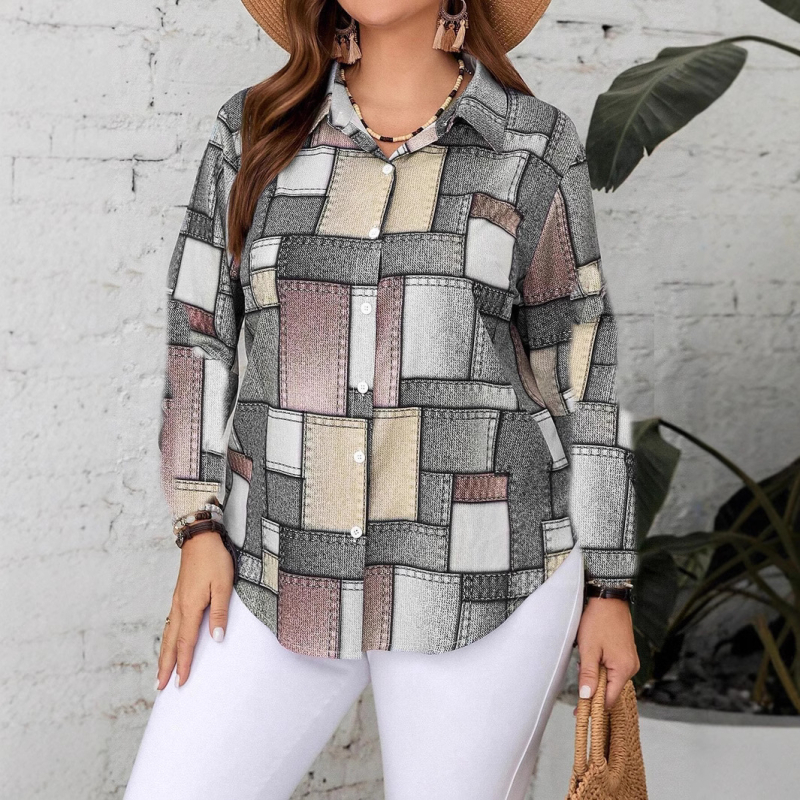 2024. aasta kevadine Euroopa ja Ameerika piiriülene uus vabaaja moeruudukujuline naiste pikkade varrukatega särk WG18