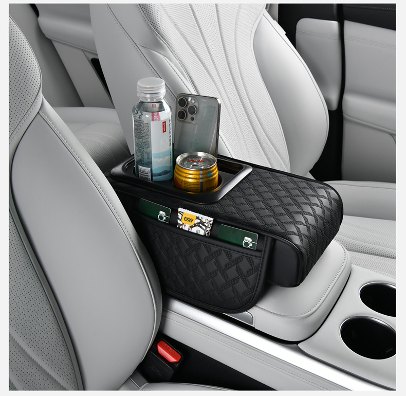 Cross-Border 2025 Nappa nahast auto hoiukast kahekordse topsihoidjaga, käetoe alus, kõrgendusalus, libisemisvastane disain