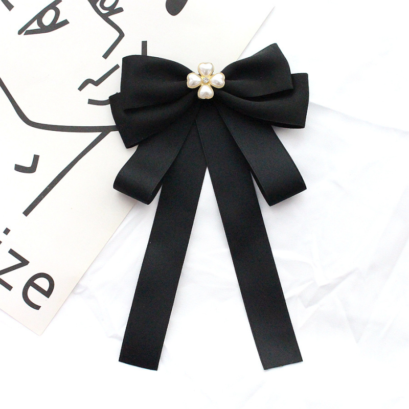 Kikilips naiste Chaneli stiilis suur lips mustast matt pärlist, sobituspaelaga, naiste kolledži stiilis aksessuaarid, pross